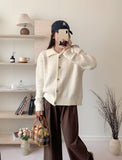 The New Languid Languid Knitted Sweater Jacket For The Women's Autumn/Winter 2025 Languid Collar Knitted Shirt HZ1208