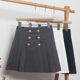 Guangzhou Women's Dress 2025 Spring Korean Version Of Double Buckle High Waist Thin A Short Skirt Suit 100-Folded Skirt HZ1208