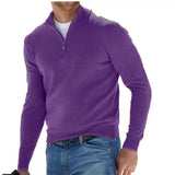 2025 New Autumn Long Sleeve V-Neck Wool Woolen Zip-Up Men's Casual Polo Shirt HZ1208