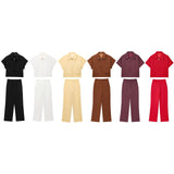 Z2025 Spring New Women's Collar Short-Sleeved Short Coat Straight Trousers 8491053 8491054 HZ1208