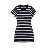 Z Summer Thin 2025 New Age Reduction And Thin Stripes Leisure Summer Short-Sleeved Small One Dress 1276352 HZ1208