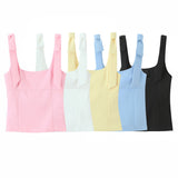 Wide-Shoulder Sling Sling Waistcoat Women Wear Chic Design Elastic Short Inner Sleeveless Top HZ1208