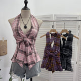 2025 New Bow Design V-Neck Sexy Hanging Neck Sling Vest Sleeveless Top 9237 HZ1208