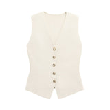 Summer New Undecorated Knitted Vest Knitted Folding Splicing Skirt Set HZ1208