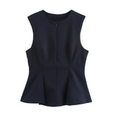Autumn And Winter New Short Skirt Hem Sleeveless Folding Top 2135552 HZ1208