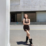 [20 Pieces Free Post] Spice Girl Leopard Sling Dress Girl Summer Sexy Body To Pack Her Hip Short Skirt HZ1208