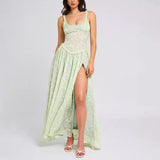Sexy Women's New Sexy Sling U Tie Dew Back Perspective Chiffon Dress HZ1208