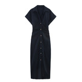 Summer New Linen Folding Waist Dress 2782723 HZ1208