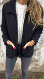 2025 New Single-Sided Autumn And Winter Collar Knit Zipper Casual Coat Woman HZ1208