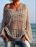 2025 New Sexy Hollow Knitted Sun Protection Shirt Holiday Knitted Jersey Women's Spring And Summer Outside The Beach Hoodie Tops HZ1208