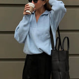 Autumn And Winter New Polo Collar Knitted Women's Sweater Hot Selling Girls HZ1208