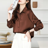 Spring And Autumn 2025 New Advanced Sensational Anti-Floored Wrinkled-Faced Shirt For Women's French Leisure Career Commuting Shirt HZ1208