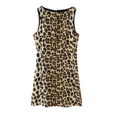 Spring New Leopard Print Short Sleeveless Dress 3201140 HZ1208