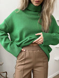 Hot Multi-Color High-Necked Solid-Color Sweater Women Loose Collar Collar Collar Women's Clothing 66 HZ1208