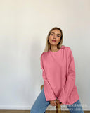 Spring And Autumn 2025 New Solid Color Long-Sleeved T-Shirt Women's Loose Basic Casual Pure Cotton T-Shirt 3317B HZ1208
