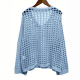 2025 New Sexy Hollow Knitted Sun Protection Shirt Holiday Knitted Jersey Women's Spring And Summer Outside The Beach Hoodie Tops HZ1208