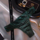 Solid Color After The Hollow Strap Lace Side Thong Spliced Ice Silk Cotton Crotch Low-Rise Lady T-Trousers T-Trousers HZ1208