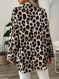 Autumn And Winter New Elegant Shirt Leopard Print Long-Sleeved Casual Holiday Shirt Top HZ1208