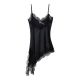 Z New Female V-Neck Lace Decoration Asymmetric Sling Dress 5919200 HZ1208