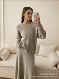 Hot Loose Knitting Suit Women 2025 Autumn And Winter New Round-Neck Sweater + Fishtail Skirt Real Shot HZ1208