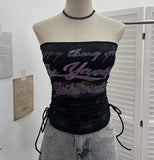 Real Shot With Chest Pad Lace Lace Hollow Hottie Breast Drawstring Thin Brat Waistcoat Sleeveless Top 12111 HZ1208