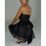 New Sexy Shoulderless Strap-Less Braided Sleeveless Body-Cuffed Dress Super Short Skirt Black Small Gift HZ1208