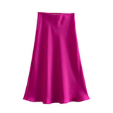 Spring 2025 New Tight Waist Simple Set Solid Color Lirt Solid Color Half Body Skirt HZ1208