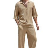 2025 New Commuting Suit Casual Shirt Solid Color Short-Sleeved Trousers Men's Two Casual Sets HZ1208