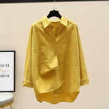 Cotton Shirt Women 2025 Spring And Autumn New Korean Version Of Loose Thin Leisure Long Sleeves Pure Color Fashion Shirt Jacket HZ1208