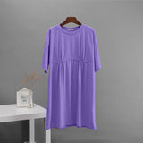 2025 Summer New Cotton Dress Women's Casual Loose Round-Neck T-Neck Round-Neck A-Shaped Dress Women's Dress HZ1208
