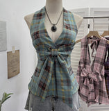 2025 New Bow Design V-Neck Sexy Hanging Neck Sling Vest Sleeveless Top 9237 HZ1208
