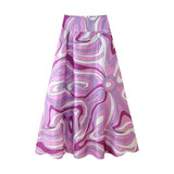 Summer New Holiday Shawl Blouse Print Bra High-Waisted Half-Skirt Set HZ1208