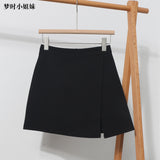 Irregular A-Word Fork High-Waist Skirt Short Skirt Women's Korean Dress Dress Dress 8872 HZ1208