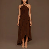 French Waist Design Sling Dress Femininity Slimming Dress Seaside Holiday Island Skirt HZ1208