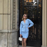 2025 Summer New Women's Decoration Knit Coat Simple Mini Skirt Set HZ1208