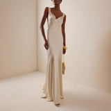 Sexy Women's New Sexy V-Neck Solid Color Dress Dress HZ1208