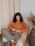 The New Languid Languid Knitted Sweater Jacket For The Women's Autumn/Winter 2025 Languid Collar Knitted Shirt HZ1208