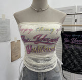 Real Shot With Chest Pad Lace Lace Hollow Hottie Breast Drawstring Thin Brat Waistcoat Sleeveless Top 12111 HZ1208