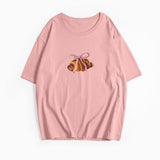 Hot Sale Of Retro Simple Bow Print T-Shirts For Girls In Summer Loose Round-Neck Pure Cotton Short Sleeves HZ1208