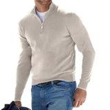 2025 New Winter Long Sleeve V-Neck De-Yvet Zipper Men's Casual Polo Shirt HZ1208