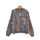2025 Women's New Round-Neck Long-Sleeved Silk Knitted Sweater 221279 HZ1208