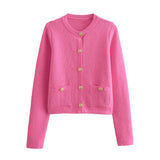2025 Spring Button Knitted Cardigan Coat Small Scented Women's Sweater 6427034 HZ1208