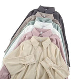 Standing Lady Shirt Spring And Autumn New Korean Version Of Loose Simple Plain Color Bhism Color Feeling Long-Sleeved Shirt HZ1208