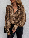 New Stylish And Elegant Leopard-Print Long-Sleeved Shirt Shirt Top HZ1208