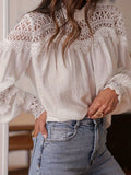 Holiday Hot Sale Of New Hook And Flower Hoodie Women's Sexy Hollow Horn Sleeve Lace Shirt Top HZ1208