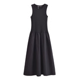 Summer New Two-Color Splicing Sleeveless Long Vest Dress Dress HZ1208