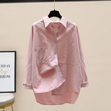 Cotton Shirt Women 2025 Spring And Autumn New Korean Version Of Loose Thin Leisure Long Sleeves Pure Color Fashion Shirt Jacket HZ1208