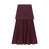 Summer New Gold Button Knitted Vest Small Folding Splicing Skirt Set HZ1208