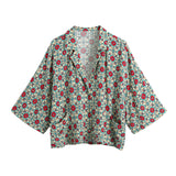 2025 Women's Geometric Printing Wide Casual Hanging Short-Sleeved Shirt 1660 HZ1208