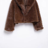 2025 Winter New Women's Clothing Fashion Simple Short Faux Fur Coat HZ1208